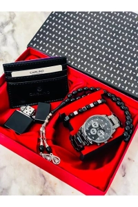 ERKEK KOL SAATİ ÇAKMAK TESPİH KARTLIK BİLEKLİK SET BABALAR GÜNÜ SEVGİLİLER GÜNÜ HEDİYESİ